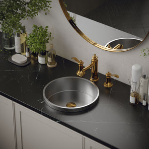 Alternate Image for Karran Cinox 15" x 15" Round Drop In/Topmount Stainless Steel Bathroom Sink, 16 Gauge, CCT100SS