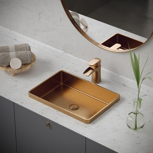 Alternate Image for Karran Cinox 14.25" x 20" Rectangular Drop In/Topmount Stainless Steel Bathroom Sink, Brushed Copper, 16 Gauge, CCT200BC