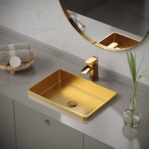Alternate Image for Karran Cinox 14.25" x 20" Rectangular Drop In/Topmount Stainless Steel Bathroom Sink, Gold, 16 Gauge, CCT200G