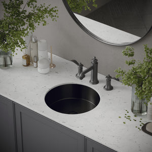 Alternate Image for Karran Cinox 15.75" x 15.75" Round Undermount Stainless Steel Bathroom Sink, Gunmetal Grey, 16 Gauge, CCU100GG