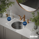 Karran Cinox 15.75" x 15.75" Round Undermount Stainless Steel Bathroom Sink, 16 Gauge, CCU100SS