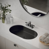 Karran Cinox 17" x 27.5" Oval Undermount Stainless Steel Bathroom Sink, Gunmetal Grey, 16 Gauge, CCU200GG