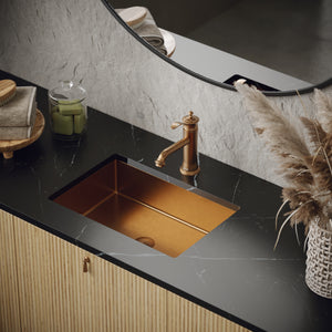 Alternate Image for Karran Cinox 15" x 21.625" Rectangular Undermount Stainless Steel Bathroom Sink, Brushed Copper, 16 Gauge, CCU300BC