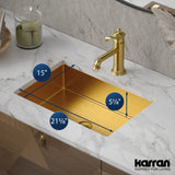 Karran Cinox 15" x 21.625" Rectangular Undermount Stainless Steel Bathroom Sink, Gold, 16 Gauge, CCU300G