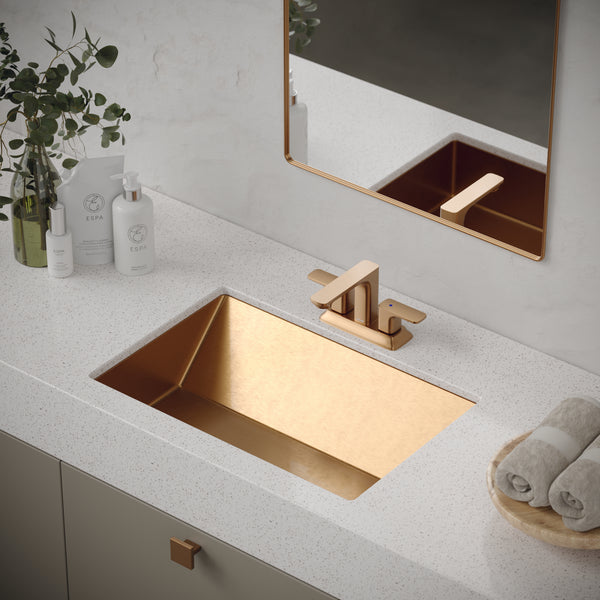 Karran Cinox 15.75" x 23.625" Rectangular Undermount Stainless Steel Bathroom Sink, Brushed Copper, 16 Gauge, CCU400BC