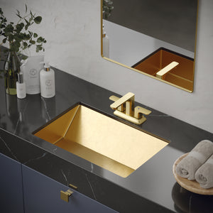 Alternate Image for Karran Cinox 15.75" x 23.625" Rectangular Undermount Stainless Steel Bathroom Sink, Gold, 16 Gauge, CCU400G