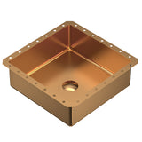 Karran Cinox 15.75" x 15.75" Square Undermount Stainless Steel Bathroom Sink, Brushed Copper, 16 Gauge, CCU500BC