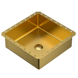 Karran Cinox 15.75" x 15.75" Square Undermount Stainless Steel Bathroom Sink, Gold, 16 Gauge, CCU500G