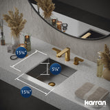 Karran Cinox 15.75" x 15.75" Square Undermount Stainless Steel Bathroom Sink, 16 Gauge, CCU500SS