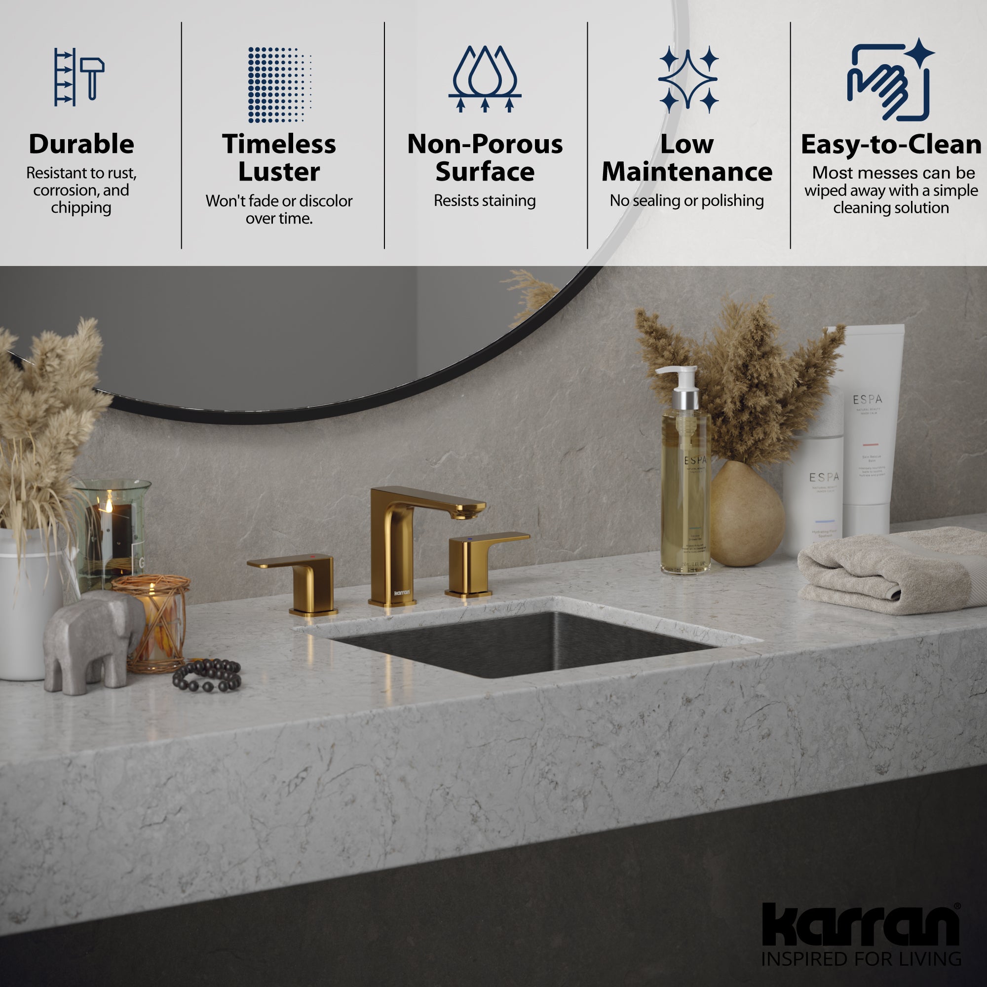 Karran Cinox 15.75" x 15.75" Square Undermount Stainless Steel Bathroom Sink, 16 Gauge, CCU500SS