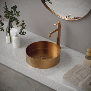 Alternate Image for Karran Cinox 15" x 15" Round Vessel Stainless Steel Bathroom Sink, Brushed Copper, 16 Gauge, CCV100BC