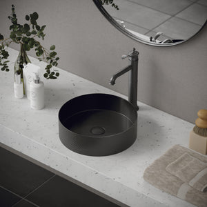Alternate Image for Karran Cinox 15" x 15" Round Vessel Stainless Steel Bathroom Sink, Gunmetal Grey, 16 Gauge, CCV100GG