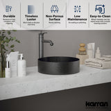 Karran Cinox 15" x 15" Round Vessel Stainless Steel Bathroom Sink, Gunmetal Grey, 16 Gauge, CCV100GG