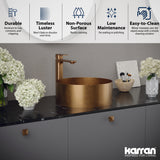 Karran Cinox 14.25" x 14.25" Round Vessel Stainless Steel Bathroom Sink, Brushed Copper, 16 Gauge, CCV200BC
