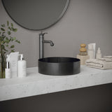 Karran Cinox 14.25" x 14.25" Round Vessel Stainless Steel Bathroom Sink, Gunmetal Grey, 16 Gauge, CCV200GG