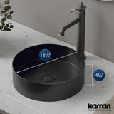 Karran Cinox 14.25" x 14.25" Round Vessel Stainless Steel Bathroom Sink, Gunmetal Grey, 16 Gauge, CCV200GG