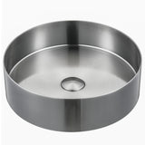 Karran Cinox 14.25" x 14.25" Round Vessel Stainless Steel Bathroom Sink, 16 Gauge, CCV200SS