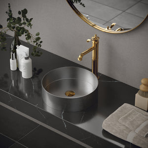 Alternate Image for Karran Cinox 14.25" x 14.25" Round Vessel Stainless Steel Bathroom Sink, 16 Gauge, CCV200SS