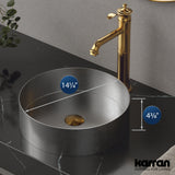 Karran Cinox 14.25" x 14.25" Round Vessel Stainless Steel Bathroom Sink, 16 Gauge, CCV200SS
