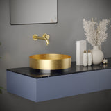 Karran Cinox 15.75" x 15.75" Round Vessel Stainless Steel Bathroom Sink, Gold and Gunmetal Grey, 16 Gauge, CCV300G