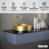 Karran Cinox 15.75" x 15.75" Round Vessel Stainless Steel Bathroom Sink, Gold and Gunmetal Grey, 16 Gauge, CCV300G