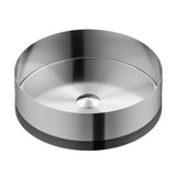Karran Cinox 15.75" x 15.75" Round Vessel Stainless Steel Bathroom Sink, Stainless Steel and Gunmetal Grey, 16 Gauge, CCV300SS