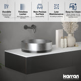 Karran Cinox 15.75" x 15.75" Round Vessel Stainless Steel Bathroom Sink, Stainless Steel and Gunmetal Grey, 16 Gauge, CCV300SS