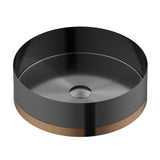 Karran Cinox 15.75" x 15.75" Round Vessel Stainless Steel Bathroom Sink, Gunmetal Grey and Brushed Copper, 16 Gauge, CCV350BC