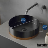 Karran Cinox 15.75" x 15.75" Round Vessel Stainless Steel Bathroom Sink, Gunmetal Grey and Brushed Copper, 16 Gauge, CCV350BC