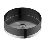 Karran Cinox 15.75" x 15.75" Round Vessel Stainless Steel Bathroom Sink, Gunmetal Grey and Stainless Steel, 16 Gauge, CCV350SS