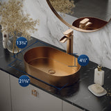 Karran Cinox 13.75" x 21.625" Oval Vessel Stainless Steel Bathroom Sink, Brushed Copper, 16 Gauge, CCV400BC
