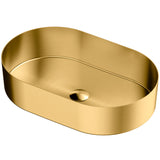 Karran Cinox 13.75" x 21.625" Oval Vessel Stainless Steel Bathroom Sink, Gold, 16 Gauge, CCV400G