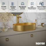 Karran Cinox 13.75" x 21.625" Oval Vessel Stainless Steel Bathroom Sink, Gold, 16 Gauge, CCV400G