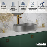 Karran Cinox 13.75" x 21.625" Oval Vessel Stainless Steel Bathroom Sink, 16 Gauge, CCV400SS