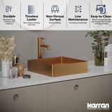 Karran Cinox 15.75" x 15.75" Square Vessel Stainless Steel Bathroom Sink, Brushed Copper, 16 Gauge, CCV500BC