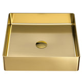 Karran Cinox 15.75" x 15.75" Square Vessel Stainless Steel Bathroom Sink, Gold, 16 Gauge, CCV500G