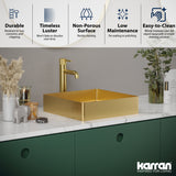 Karran Cinox 15.75" x 15.75" Square Vessel Stainless Steel Bathroom Sink, Gold, 16 Gauge, CCV500G