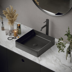 Alternate Image for Karran Cinox 15.75" x 15.75" Square Vessel Stainless Steel Bathroom Sink, Gunmetal Grey, 16 Gauge, CCV500GG
