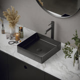 Karran Cinox 15.75" x 15.75" Square Vessel Stainless Steel Bathroom Sink, Gunmetal Grey, 16 Gauge, CCV500GG