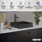 Karran Cinox 15.75" x 15.75" Square Vessel Stainless Steel Bathroom Sink, Gunmetal Grey, 16 Gauge, CCV500GG