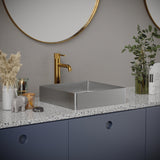 Karran Cinox 15.75" x 15.75" Square Vessel Stainless Steel Bathroom Sink, 16 Gauge, CCV500SS
