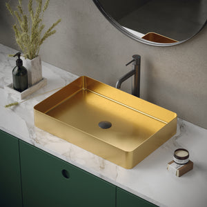 Alternate Image for Karran Cinox 15.75" x 23.625" Rectangular Vessel Stainless Steel Bathroom Sink, Gold, 16 Gauge, CCV600G