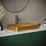 Karran Cinox 15.75" x 23.625" Rectangular Vessel Stainless Steel Bathroom Sink, Gold, 16 Gauge, CCV600G