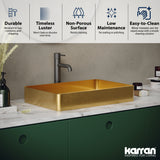 Karran Cinox 15.75" x 23.625" Rectangular Vessel Stainless Steel Bathroom Sink, Gold, 16 Gauge, CCV600G