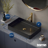 Karran Cinox 15.75" x 23.625" Rectangular Vessel Stainless Steel Bathroom Sink, Gunmetal Grey, 16 Gauge, CCV600GG