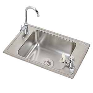 Alternate Image for Elkay Celebrity 25" Drop In/Topmount Stainless Steel ADA Classroom Sink Kit with Faucet, Brushed Satin, 2 Faucet Holes, CDKAD2517VRC