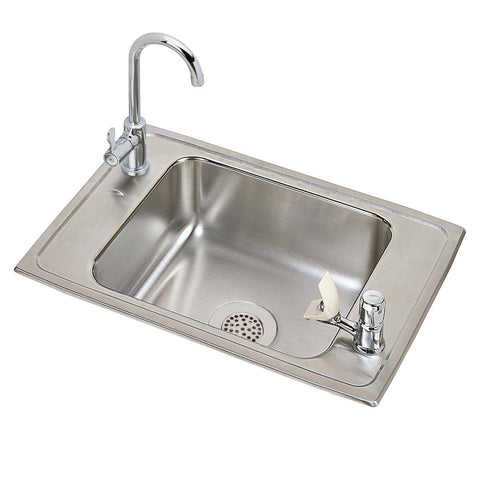 Elkay Celebrity 25" Drop In/Topmount Stainless Steel ADA Classroom Sink Kit with Faucet, Brushed Satin, 2 Faucet Holes, CDKAD2517VRC