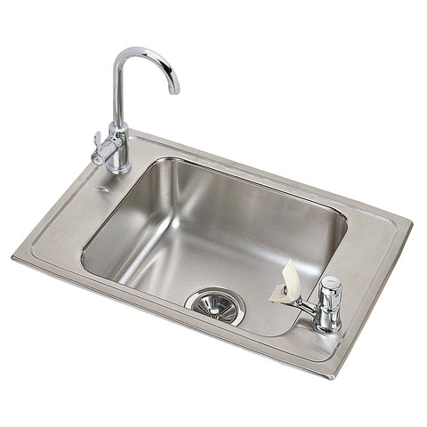 Elkay Celebrity 25" Drop In/Topmount Stainless Steel Classroom Sink Kit with Faucet, Brushed Satin, 2 Faucet Holes, CDKR2517C