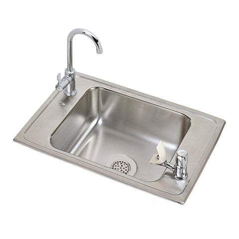 Elkay Celebrity 25" Drop In/Topmount Stainless Steel Classroom Sink Kit with Faucet, Brushed Satin, 2 Faucet Holes, CDKR2517VRC