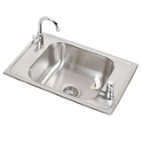 Elkay Celebrity 25" Drop In/Topmount Stainless Steel Classroom Sink Kit with Faucet, Brushed Satin, 2 Faucet Holes, CDKRC2517C